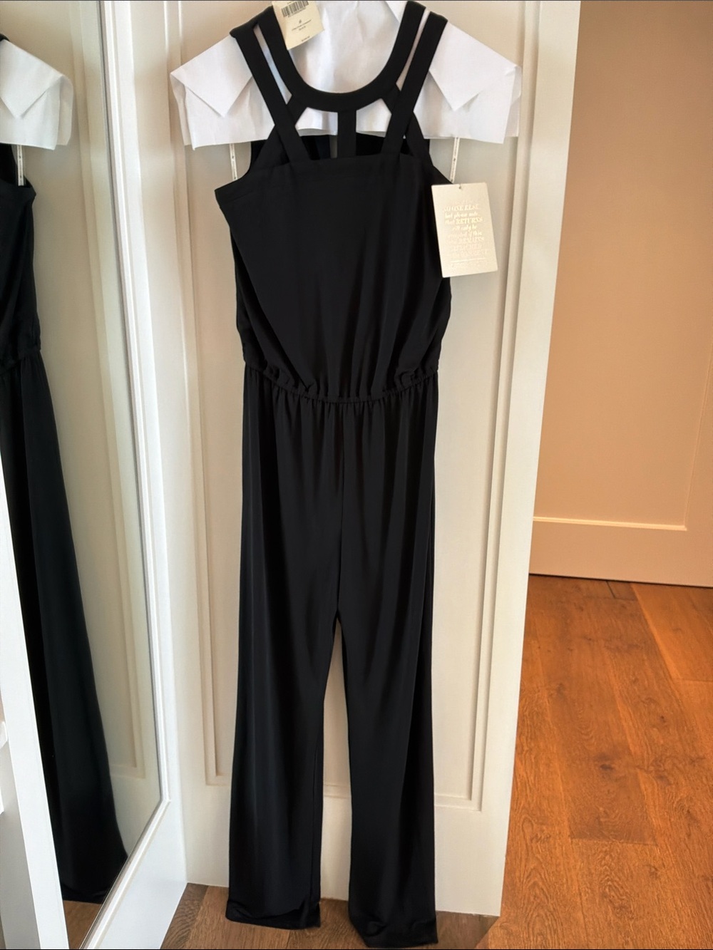 Boston Proper Criss Cross Black Jumpsuit size 8 NWT
